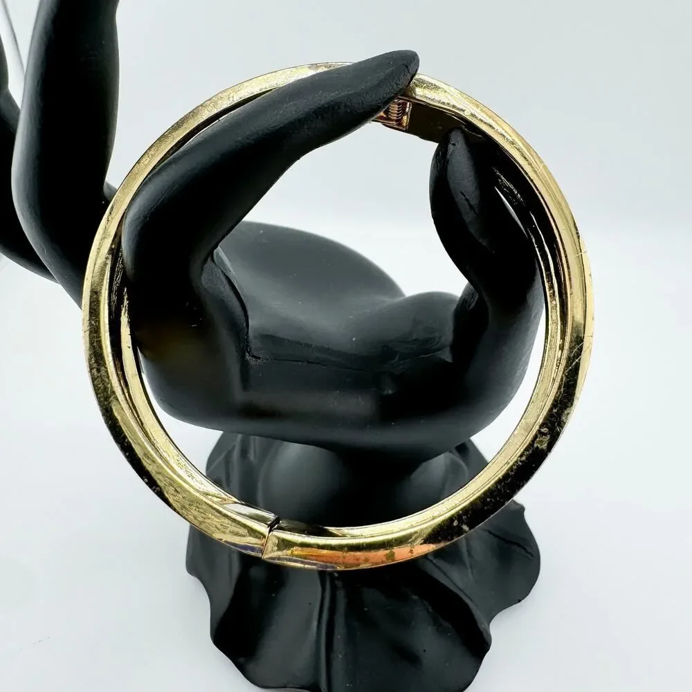 Vintage Green Enamel Screw Cuff Bracelet Retro Chic Preppy Style Elegance